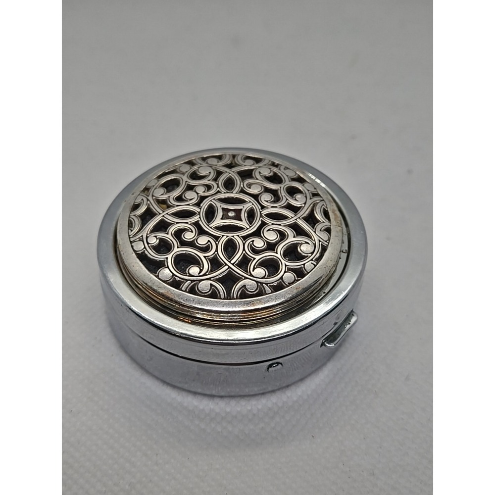 Brighton Serendipity 2" Pill Box 2 Compartments Silver Tone Compact
